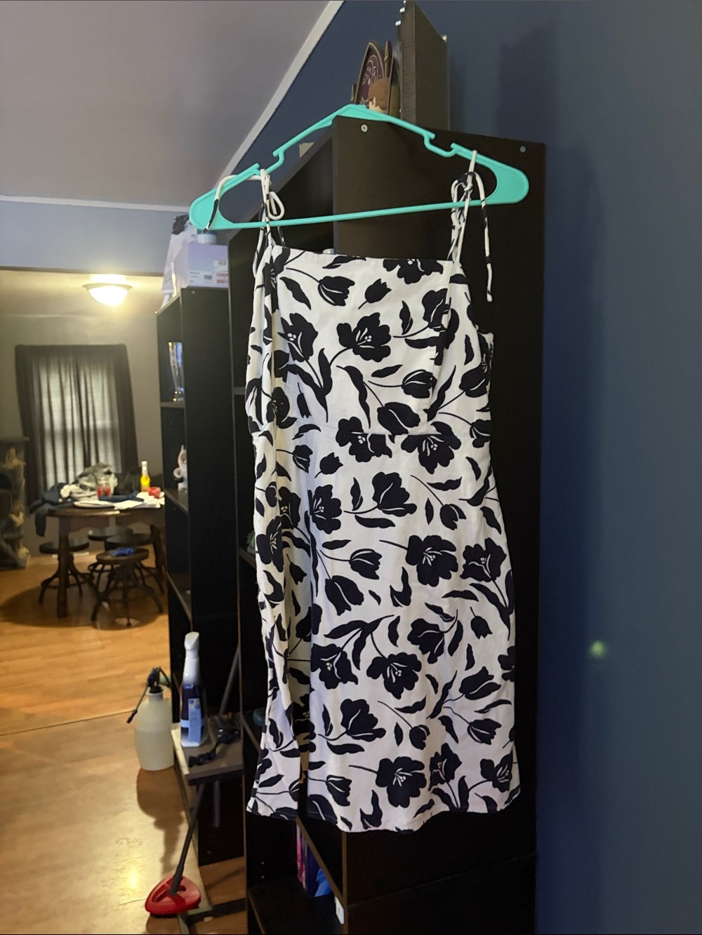 Old Navy Black and White Floral Tie-Shoulder Mini Dress
